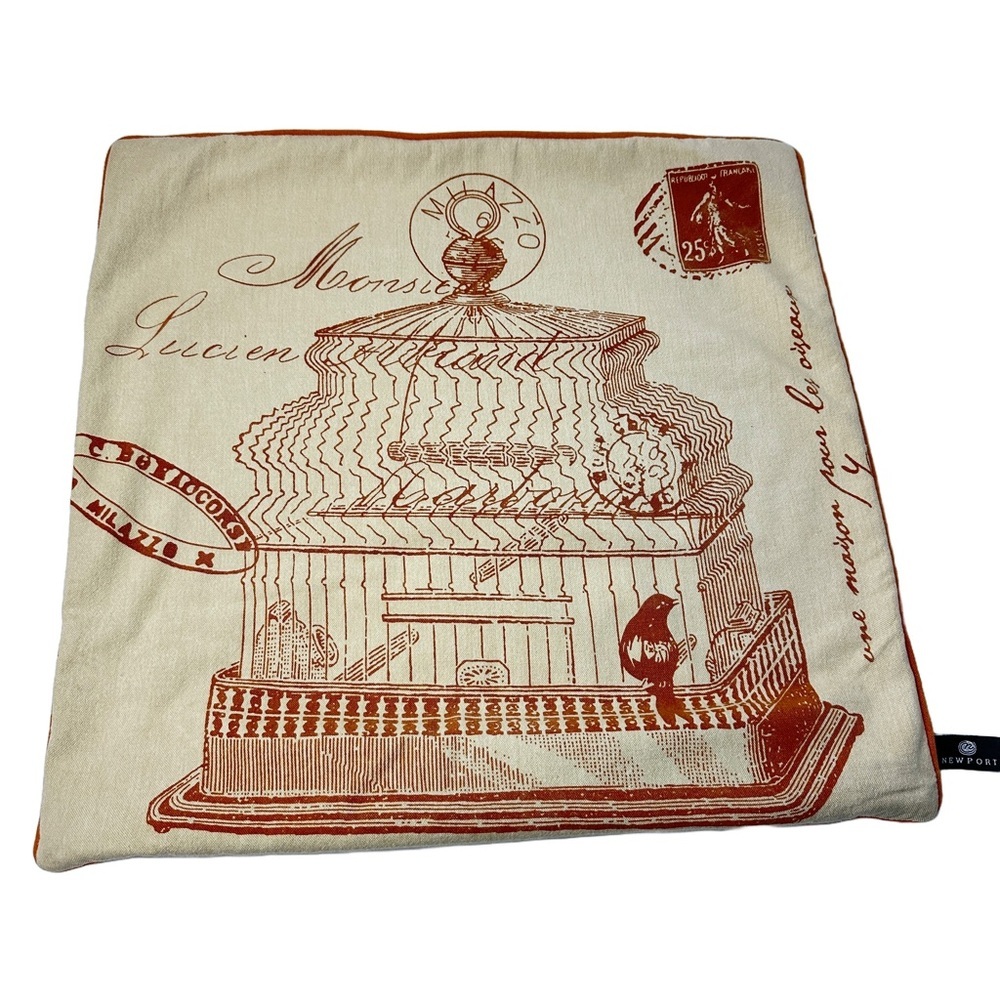 Pair of Newport Birdcage Print Accent Pillow Covers with Piping‎ - 20x20